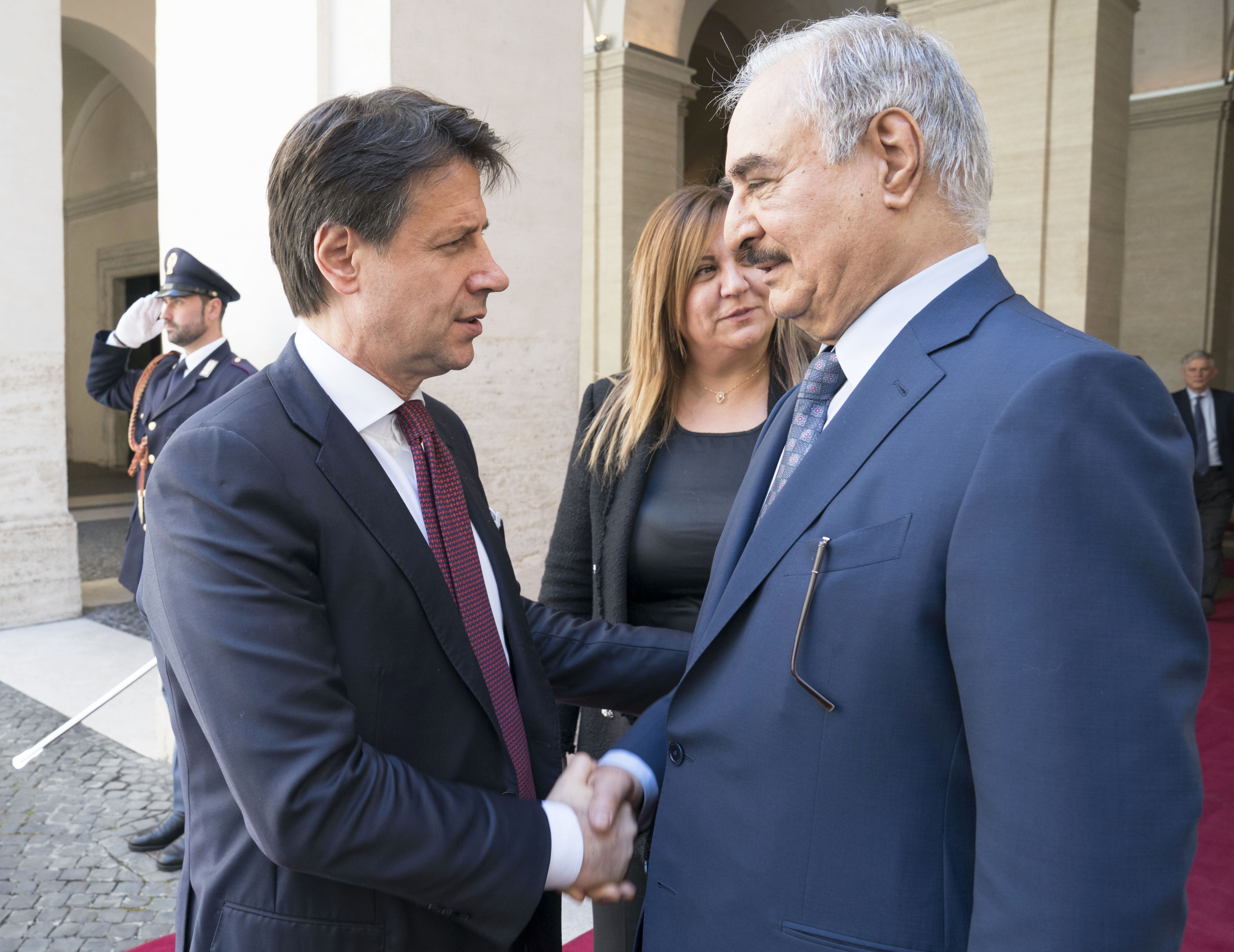 PALAZZO CHIGI Il premier Conte incontra il Comandante del LNA, Generale Haftar