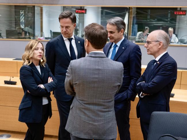 BRUXELLES Consiglio europeo straordinario del 17 e 18 aprile, il punto stampa del Presidente Meloni