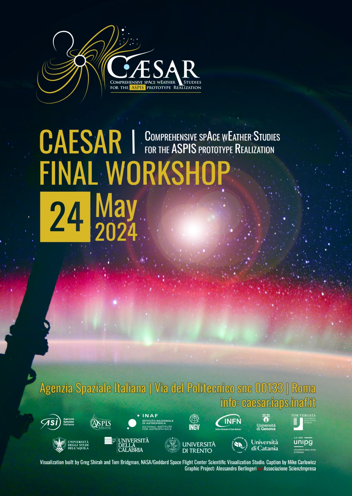 METEREOLOGIA SPAZIALE: il 24 maggio Roma ospita il Congresso dedicato al progetto CAESAR, appuntamento presso l'Auditorium dell'Agenzia Spaziale Italiana